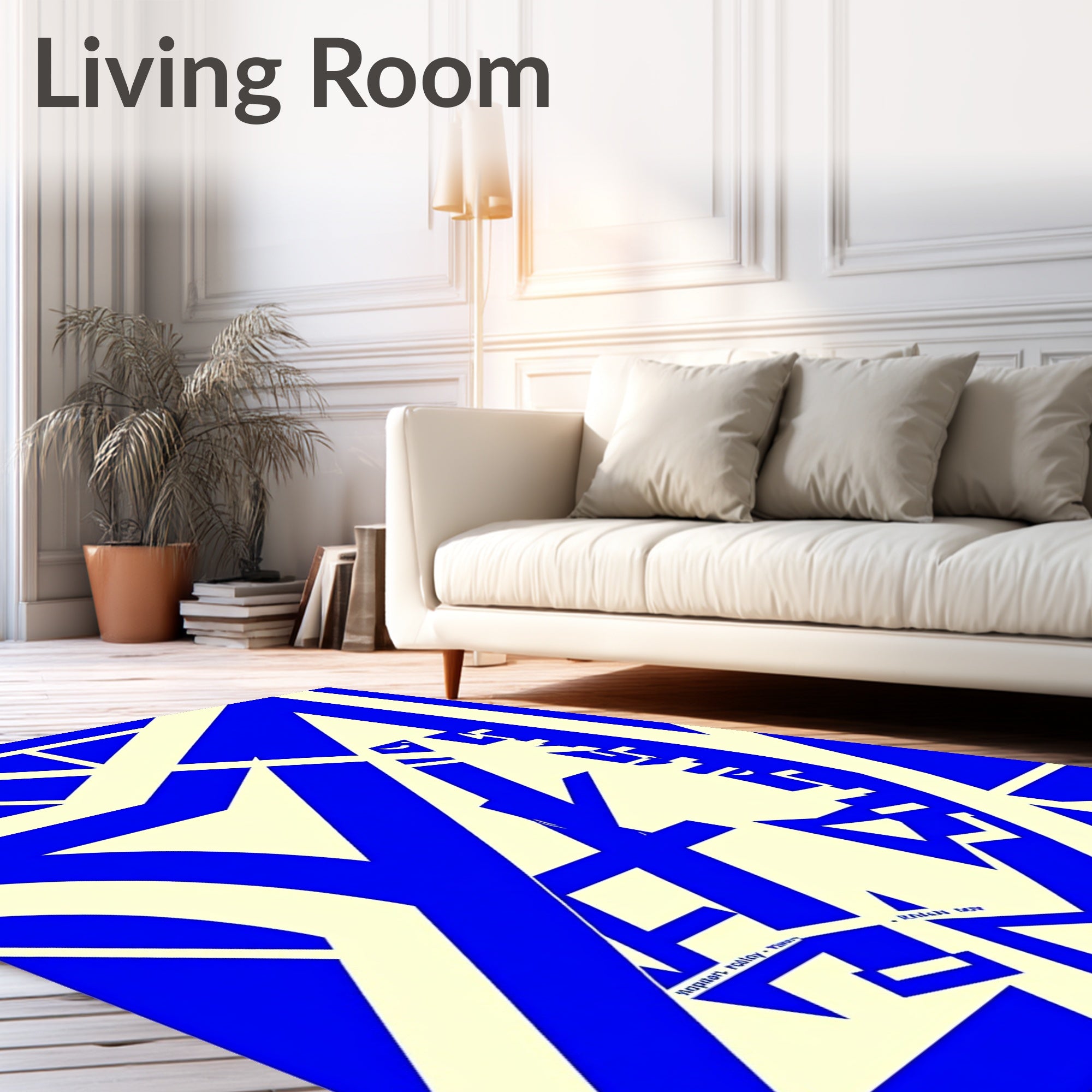 Bold Royal Blue Abstract Forms Rug