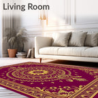 Exotic Plum Gold Floral Medallion Rug