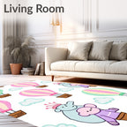 Whimsical Hot Air Balloon Cloud Companions Rug