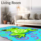 Radical Green Spotted Frog Swirls Rug