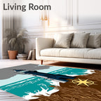 Coastal Lighthouse Nautical Compass Rug