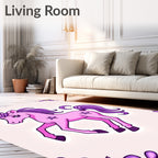Whimsical Pink Purple Unicorn Star Rug