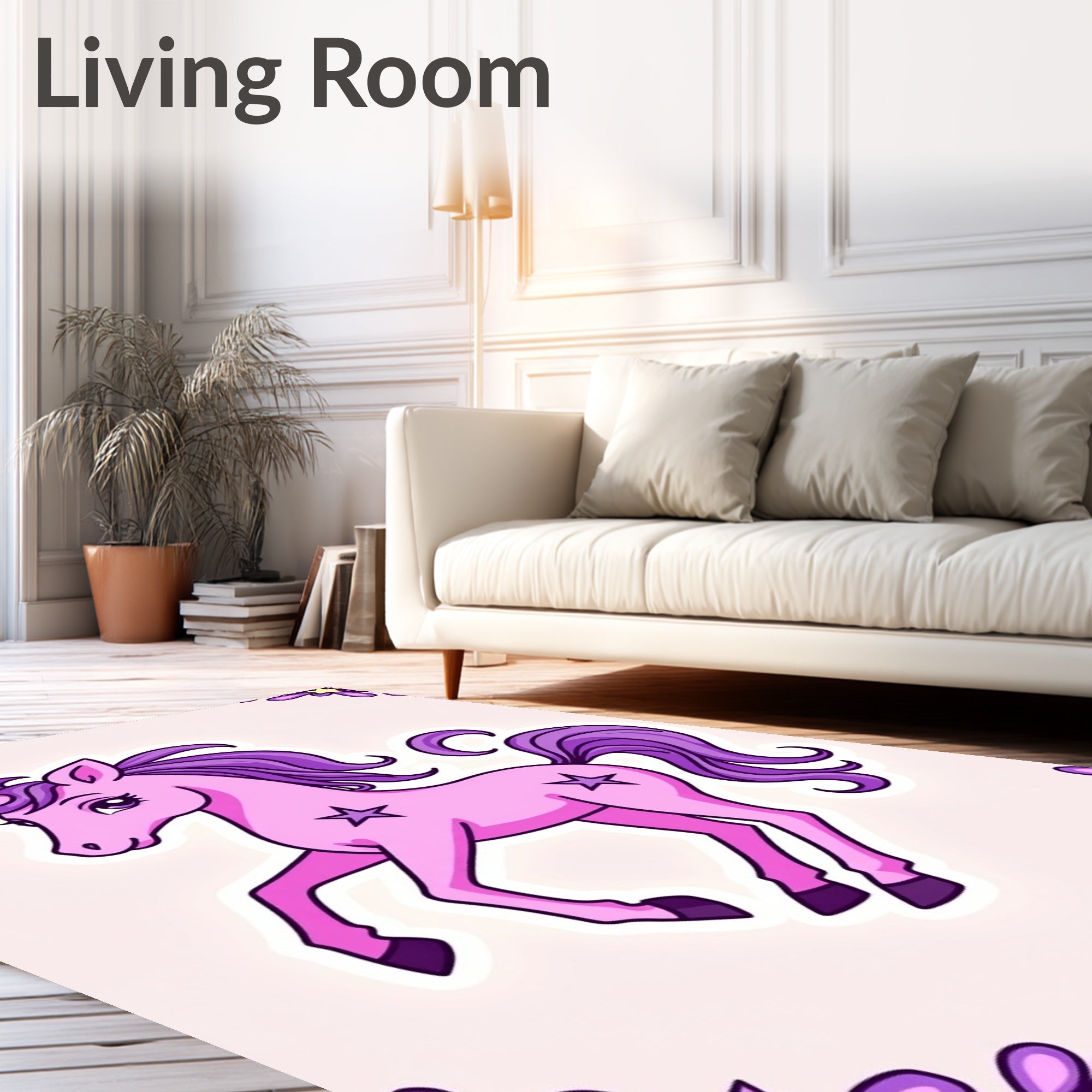 Whimsical Pink Purple Unicorn Star Rug