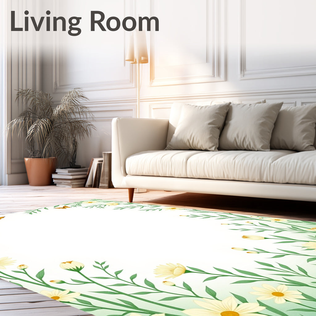 White Daisy Garden Butterfly Accent Rug