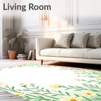 White Daisy Garden Butterfly Accent Rug