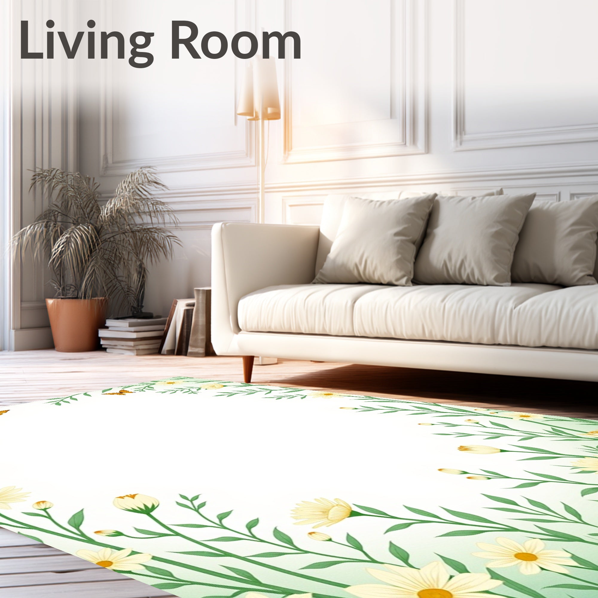 White Daisy Garden Butterfly Accent Rug
