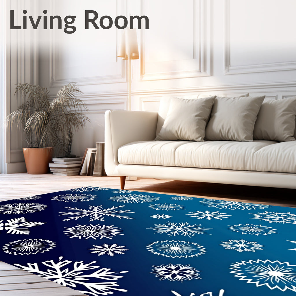 Winter White Snowflake Gradient Rug