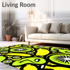 Bright Yellow Banana Kiwi Slice Rug