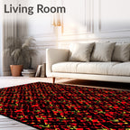Crimson and Gold Abstract Geometric Weave Rug