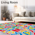 Bold Abstract Red Yellow Blue Graffiti Rug