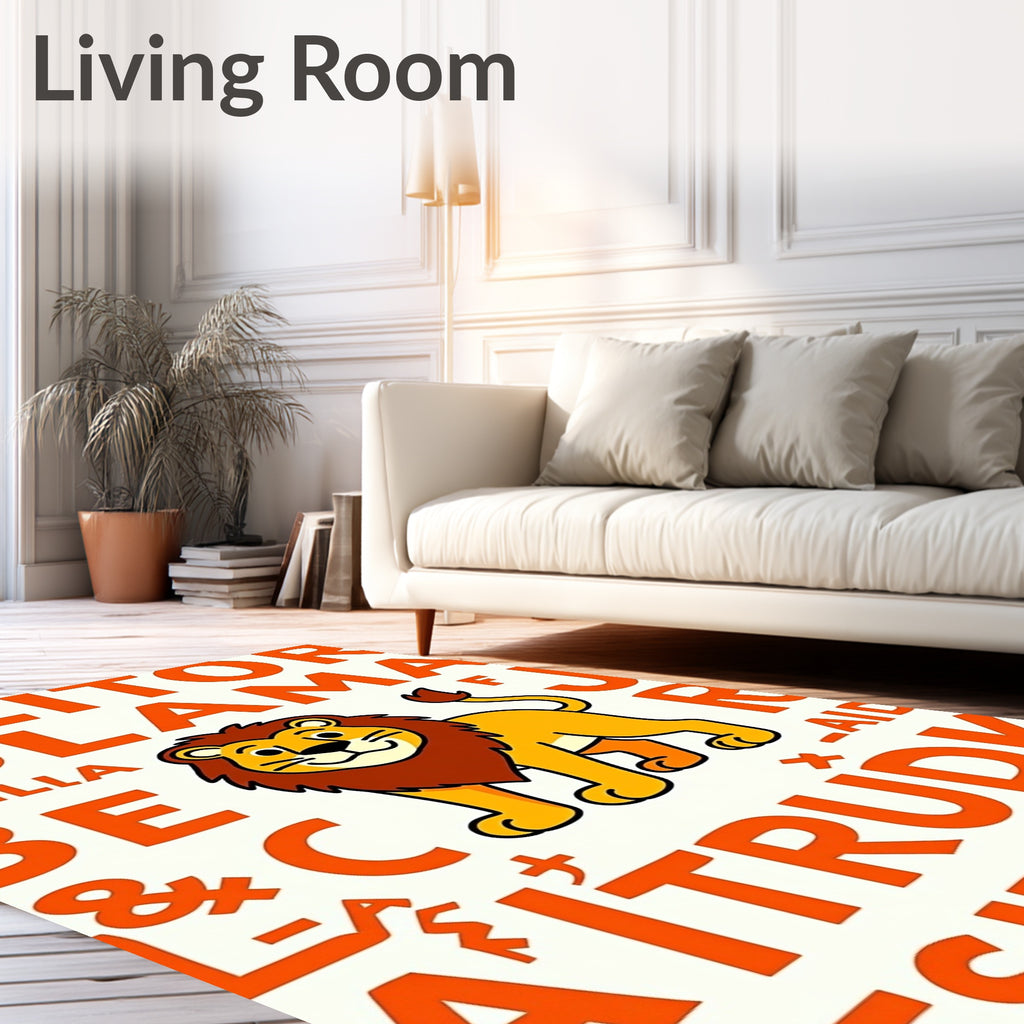 Friendly Lion With Orange Alphabet Rug