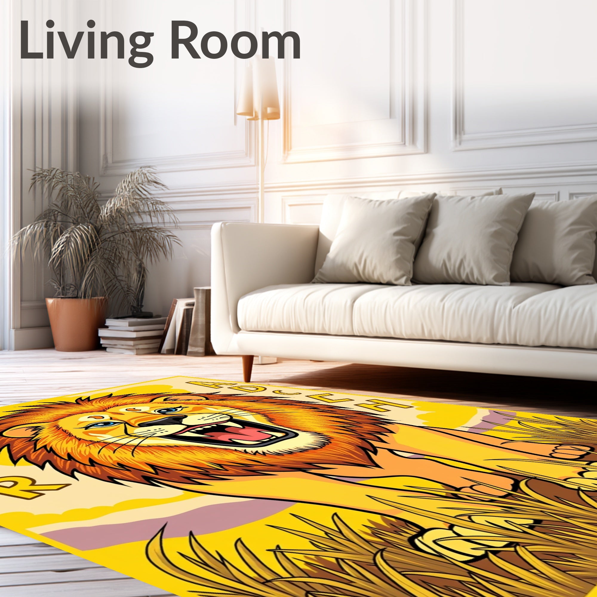 Roaring Golden Lion Yellow Savannah Rug