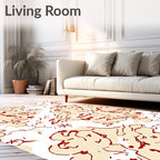 Crimson and Cream Abstract Cloud Swirls Rug
