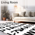 Modern Bold Typographic Collage Rug