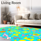 Playful Alphabet Dolphins Starry Background Rug