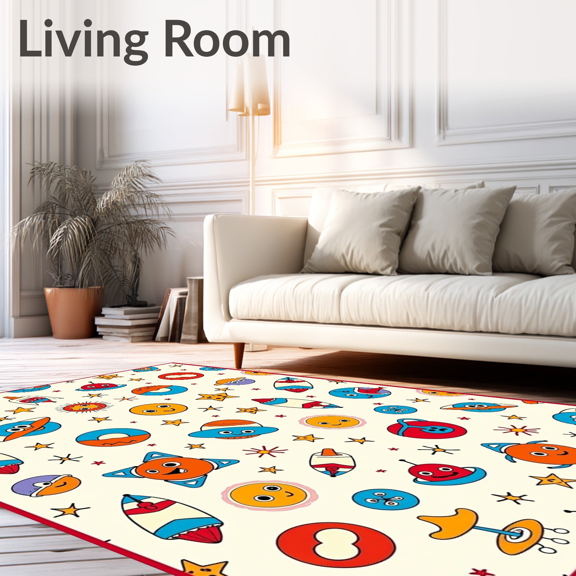 Cute Cosmic Space Aliens Rockets Stars Rug