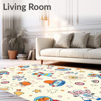 Whimsical Astronaut Playful Space Adventure Rug