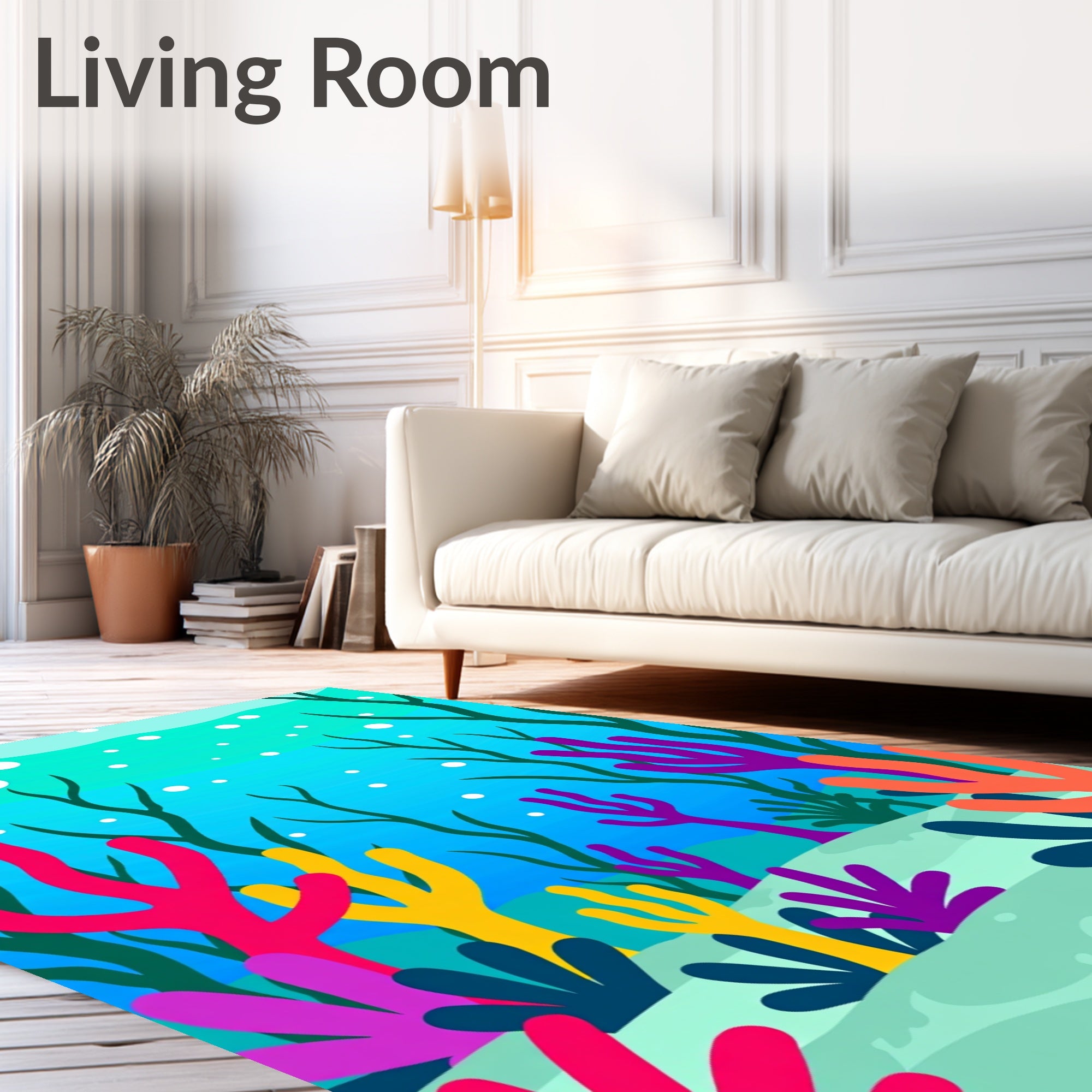 Vibrant Abstract Coral Reef Underwater Rug