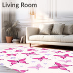 Pretty Pink Butterfly Blossom Meadow Rug