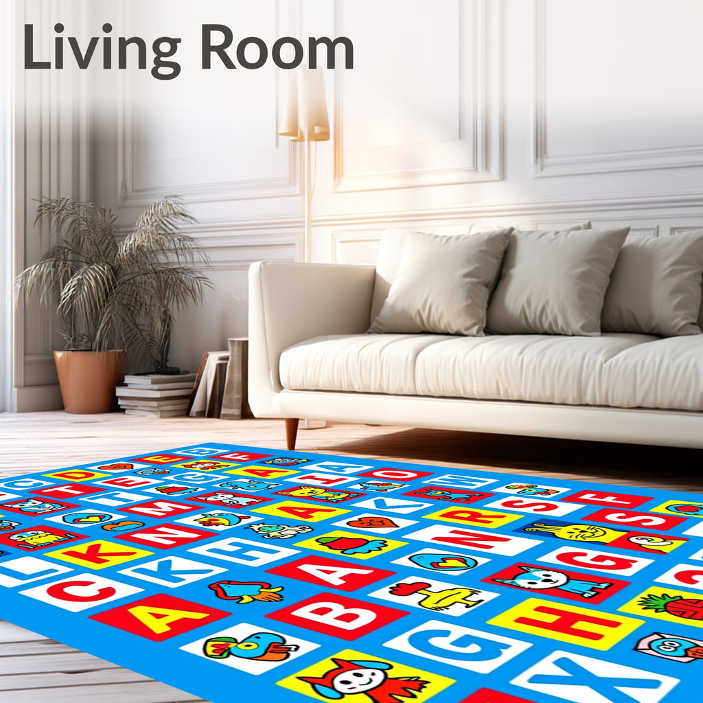 Alphabet Animals Colorful Squares Rug