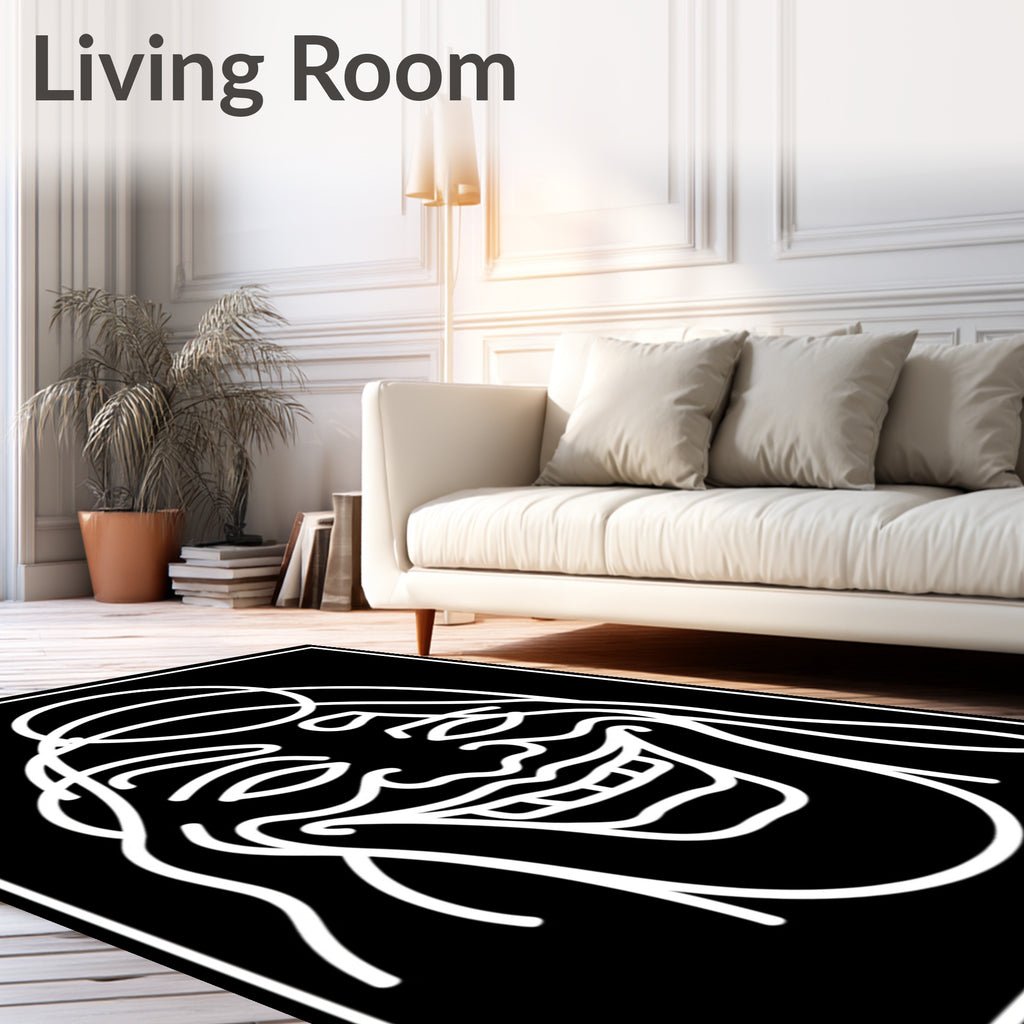 Joyful White Line Smiling Face Rug