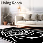 Joyful White Line Smiling Face Rug