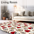 Whimsical Red Mushroom Flower Arrangement Rug