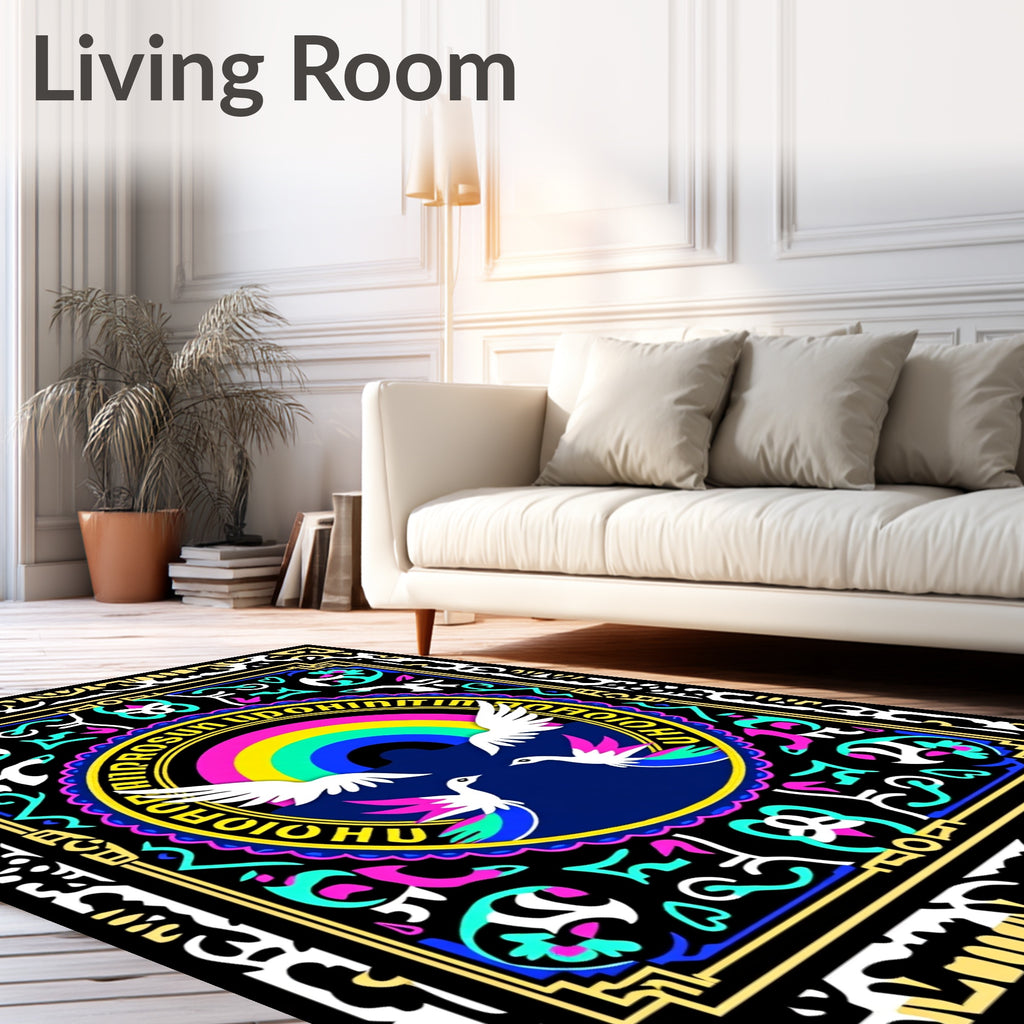 Vibrant Rainbow Dove Emblem Rug