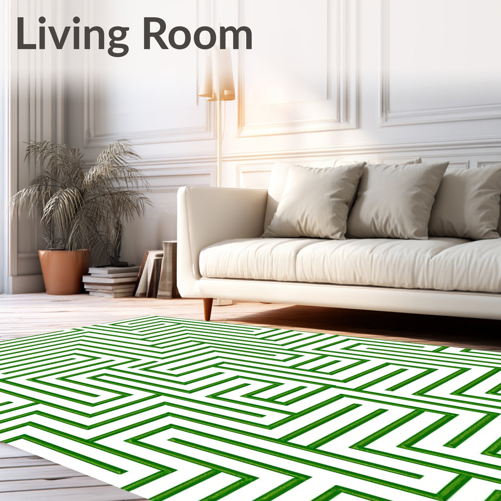 Green Labyrinth Geometric Art Rug