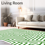 Green Labyrinth Geometric Art Rug