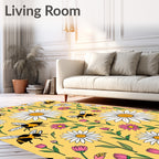 Bumblebees And Daisies Field Rug