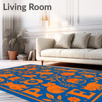Whimsical Orange Animals Alphabet Collage Rug