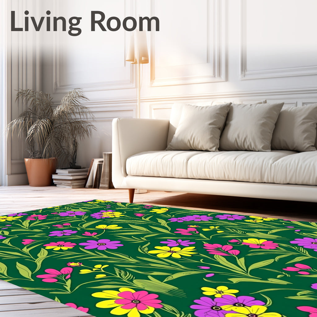 Emerald Garden Pink Yellow Floral Rug