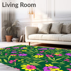 Emerald Garden Pink Yellow Floral Rug