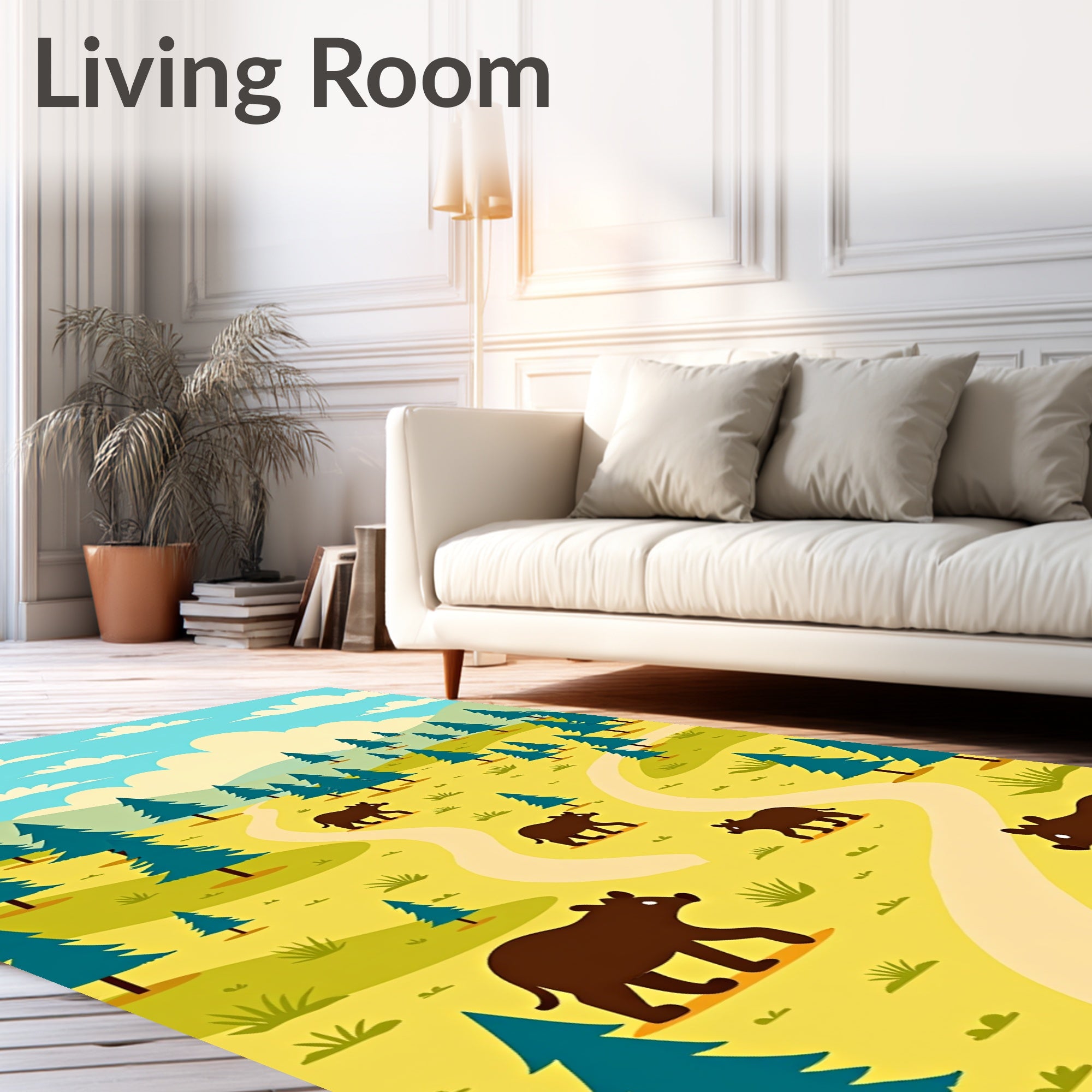 Woodland Bear Nature Scene Rug