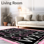 Chalkboard Alphabet Pink Border Rug