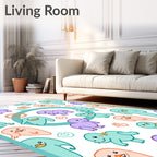 Cute Playful Critter Pastel Characters Rug