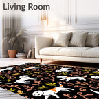 Playful White Dog Floral Scatter Rug