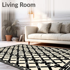 Black and White Geometric Man Motif Rug