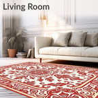 Cardinal Red Floral Symmetry Rug