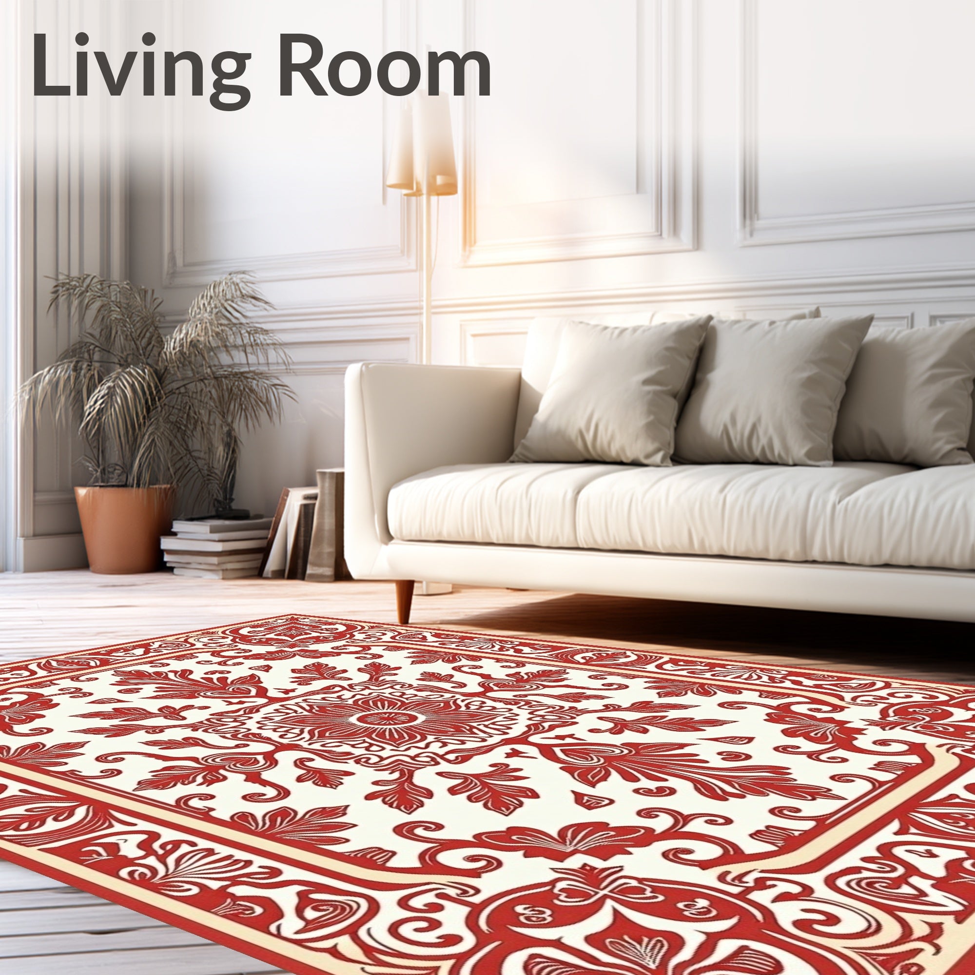 Cardinal Red Floral Symmetry Rug