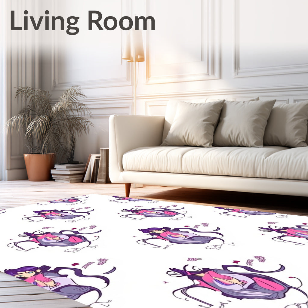 Purple Anime Girl Abstract Swirl Rug