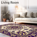 Regal Violet Gold Floral Medallion Rug