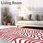 Bold Crimson Wavy Lines Rug