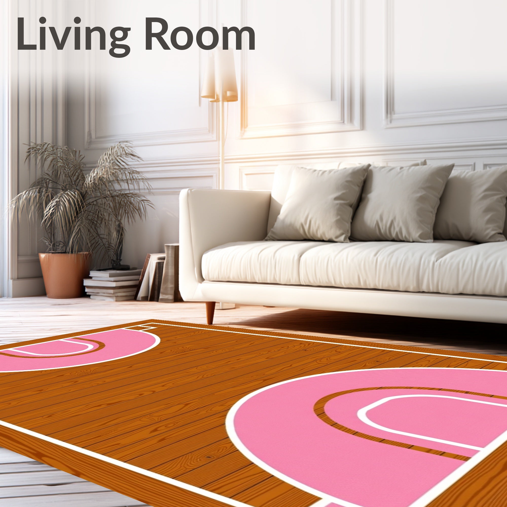 Retro Pink Court Wooden Texture Rug