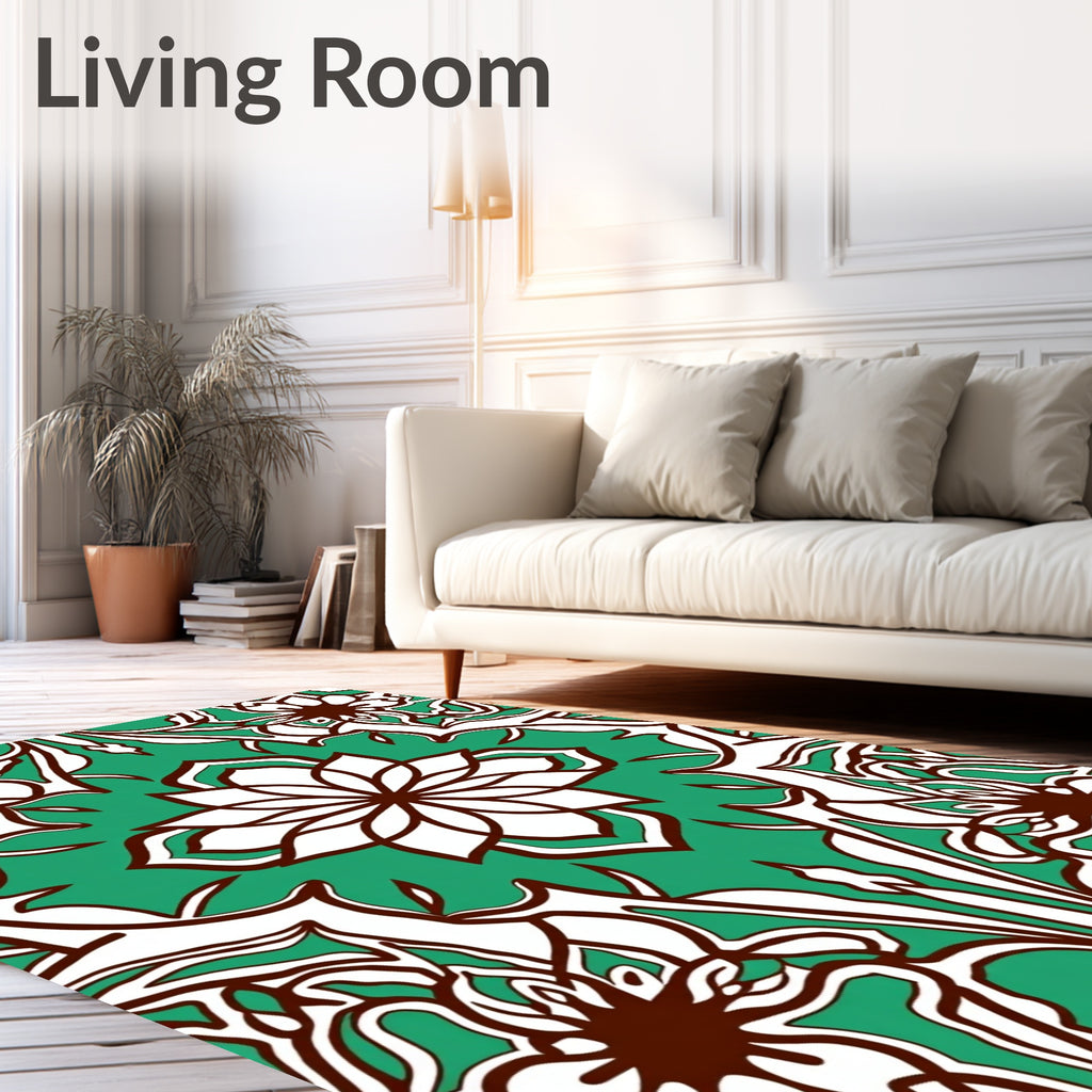Emerald Jade Floral Arabesque Rug