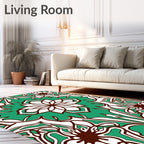 Emerald Jade Floral Arabesque Rug