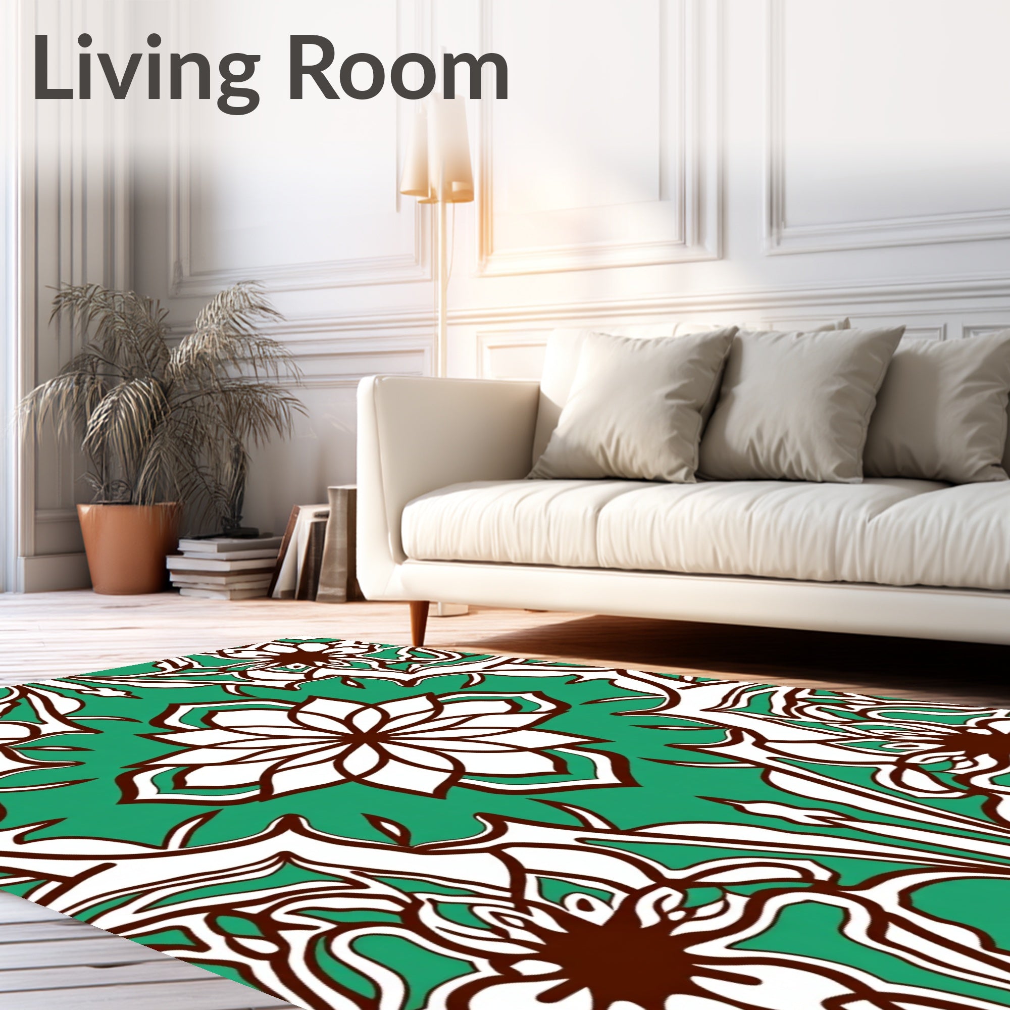 Emerald Jade Floral Arabesque Rug
