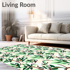 Green Leafy Botanical Background Rug