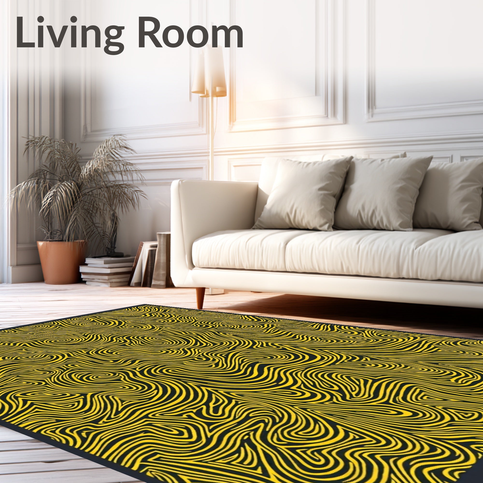 Golden Swirl Abstract Terrain Rug